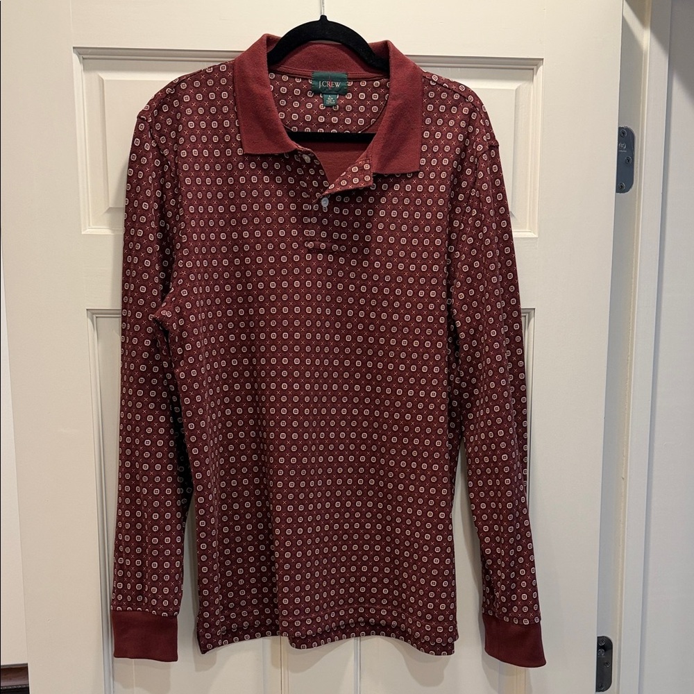 J. Crew Maroon Geometric Polo Shirt